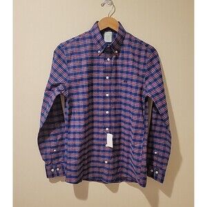 NWT Brooks Brothers Men's S Stretch Regent Slim-Fit Sport Shirt Plaid Oxford Top